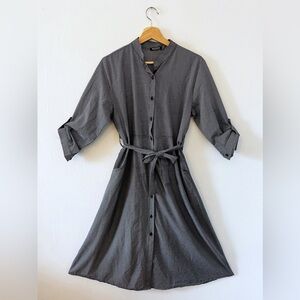 Adana - Turkish Cotton Dress | Size 44 Medium | Checkered, Pockets, Tie Waist